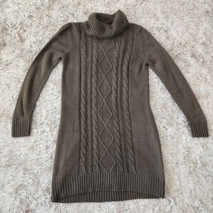 iZ Byer Long‎ Sleeve Turtleneck Cable Knit Sweater Dress Green Women's Medium